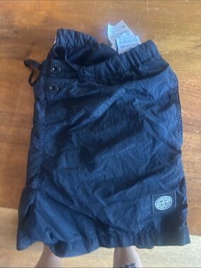 Stone Island Black Nylon Swim Shorts with Patch Logo